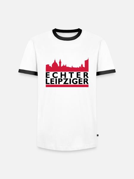 Echter Leipzig - Männer Kontrast-T-Shirt - Weiß/Schwarz