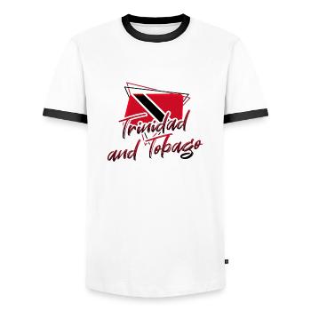 Trinidad and Tobago - Men's Ringer Shirt - white/black - Front - AI Model Female 172 light (172cm) & AI Model Male 178 dark (178cm)