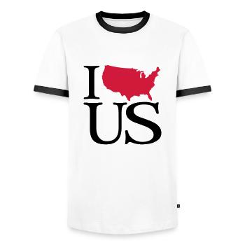 Je nous aime - I love Etats-Unis - T-shirt contrasté Homme - blanc/noir - Devant - AI Model Female 172 light (172cm) & AI Model Male 178 dark (178cm)