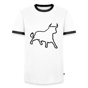 Stier / Toro / Bull / Kontur - Männer Kontrast-T-Shirt - Weiß/Schwarz - Vorne - AI Model Female 172 light (172cm) & AI Model Male 178 dark (178cm)