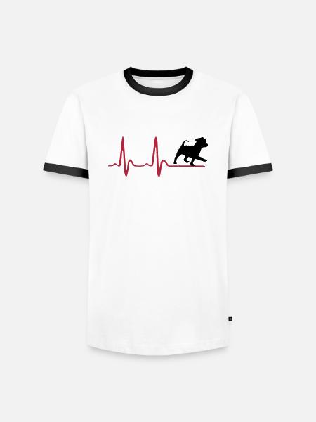 Heartbeat & cute dog - Men's Ringer Shirt - white/black