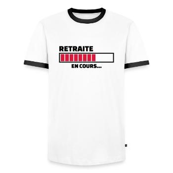 retraite en cours... - T-shirt contrasté Homme - blanc/noir - Devant - AI Model Female 172 light (172cm) & AI Model Male 178 dark (178cm)