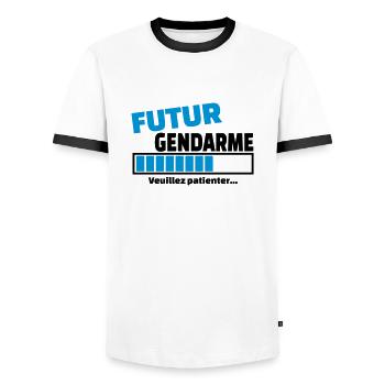 futur gendarme - T-shirt contrasté Homme - blanc/noir - Devant - AI Model Female 172 light (172cm) & AI Model Male 178 dark (178cm)