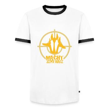 Power center - Men's Ringer Shirt - white/black - Front - AI Model Female 172 light (172cm) & AI Model Male 178 dark (178cm)