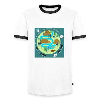 Mather Nature 🐢 - Männer Kontrast-T-Shirt - Weiß/Schwarz - Vorne - AI Model Female 172 light (172cm) & AI Model Male 178 dark (178cm)