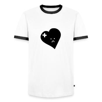 coeur avec une petite aua - T-shirt contrasté Homme - blanc/noir - Devant - AI Model Female 172 light (172cm) & AI Model Male 178 dark (178cm)
