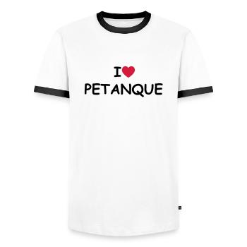 I love/heart Petanque - Männer Kontrast-T-Shirt - Weiß/Schwarz - Vorne - AI Model Female 172 light (172cm) & AI Model Male 178 dark (178cm)