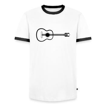 Guitar Acoustic Music Art - Men's Ringer Shirt - white/black - Front - AI Model Female 172 light (172cm) & AI Model Male 178 dark (178cm)