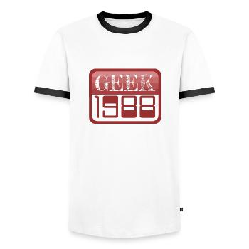 1988 - T-shirt contrasté Homme - blanc/noir - Devant - AI Model Female 172 light (172cm) & AI Model Male 178 dark (178cm)