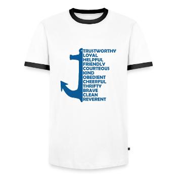 Seepfadfindergesetz Gelübde - Männer Kontrast-T-Shirt - Weiß/Schwarz - Vorne - AI Model Female 172 light (172cm) & AI Model Male 178 dark (178cm)