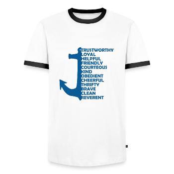 Scouts de mer Loi Vœu - T-shirt contrasté Homme - blanc/noir - Devant - AI Model Female 172 light (172cm) & AI Model Male 178 dark (178cm)