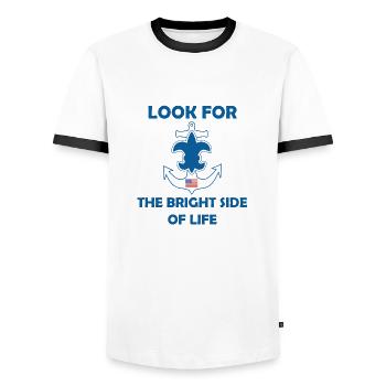 Scouts de mer Loi Vœu - T-shirt contrasté Homme - blanc/noir - Devant - AI Model Female 172 light (172cm) & AI Model Male 178 dark (178cm)