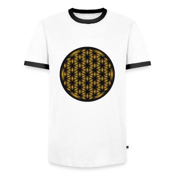 Fleur de Vie, Géométrie Sacrée pour l’Harmonie - T-shirt contrasté Homme - blanc/noir - Devant - AI Model Female 172 light (172cm) & AI Model Male 178 dark (178cm)