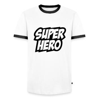 Superhelden, Superheld, superhero, comic, Chef - Männer Kontrast-T-Shirt - Weiß/Schwarz - Vorne - AI Model Female 172 light (172cm) & AI Model Male 178 dark (178cm)
