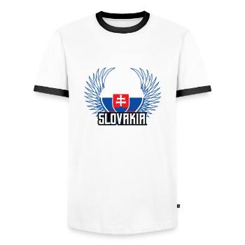 Slovakia - Men's Ringer Shirt - white/black - Front - AI Model Female 172 light (172cm) & AI Model Male 178 dark (178cm)