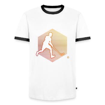 Floorball Men's Innebandy Floorball Floorball Floorball - Men's Ringer Shirt - white/black - Front - AI Model Female 172 light (172cm) & AI Model Male 178 dark (178cm)