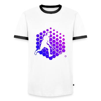 Innebandy Salibandy Unihockeyspielen Herren - Männer Kontrast-T-Shirt - Weiß/Schwarz - Vorne - AI Model Female 172 light (172cm) & AI Model Male 178 dark (178cm)