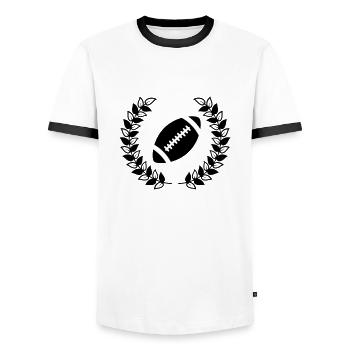 Football - Männer Kontrast-T-Shirt - Weiß/Schwarz - Vorne - AI Model Female 172 light (172cm) & AI Model Male 178 dark (178cm)