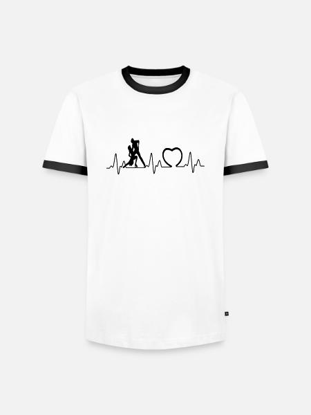 Heartbeat mit Herz eispaar - Männer Kontrast-T-Shirt - Weiß/Schwarz