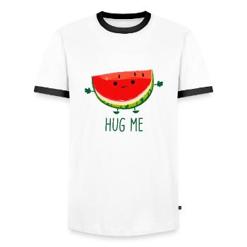 melon drôle - T-shirt contrasté Homme - blanc/noir - Devant - AI Model Female 172 light (172cm) & AI Model Male 178 dark (178cm)