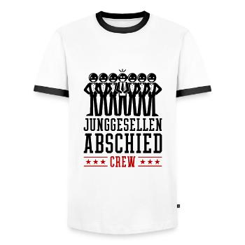 Bachelor Party Crew Bachelor Party - Men's Ringer Shirt - white/black - Front - AI Model Female 172 light (172cm) & AI Model Male 178 dark (178cm)