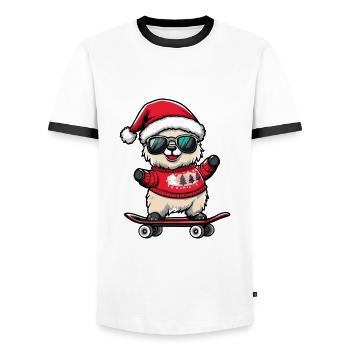 Alpaca Llama Christmas Funny - Men's Ringer Shirt - white/black - Front - AI Model Female 172 light (172cm) & AI Model Male 178 dark (178cm)