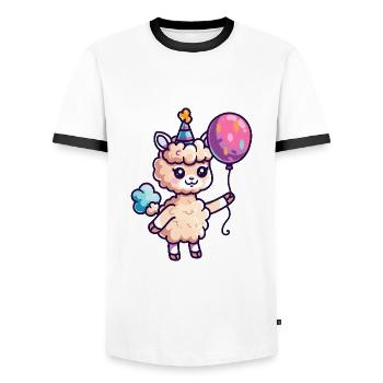 Alpaka Llama Geburtstag Baby - Männer Kontrast-T-Shirt - Weiß/Schwarz - Vorne - AI Model Female 172 light (172cm) & AI Model Male 178 dark (178cm)
