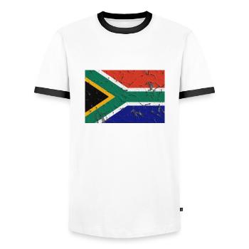 Afrique du Sud - T-shirt contrasté Homme - blanc/noir - Devant - AI Model Female 172 light (172cm) & AI Model Male 178 dark (178cm)