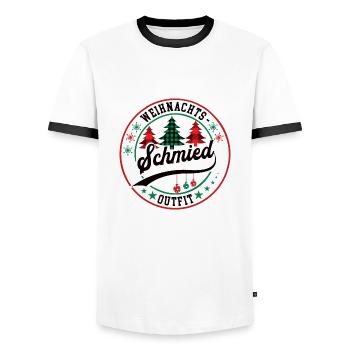 Schmied Weihnachten XMAS Schmiede Metallbauer - Männer Kontrast-T-Shirt - Weiß/Schwarz - Vorne - AI Model Female 172 light (172cm) & AI Model Male 178 dark (178cm)
