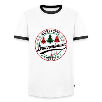 Brunnenbauer Weihnachten Kollege Arbeitskollege - Männer Kontrast-T-Shirt - Weiß/Schwarz - Vorne - AI Model Female 172 light (172cm) & AI Model Male 178 dark (178cm)