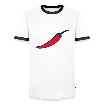 Chili / Chilli Vector Design - Men's Ringer Shirt - white/black - Front - AI Model Female 172 light (172cm) & AI Model Male 178 dark (178cm)