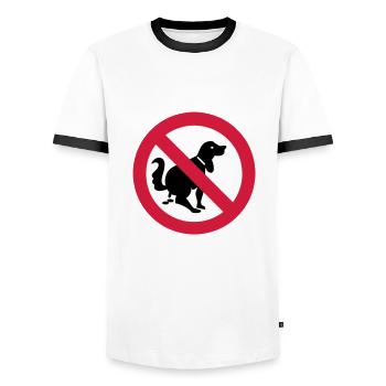 NO Dog Poop Sign - Men's Ringer Shirt - white/black - Front - AI Model Female 172 light (172cm) & AI Model Male 178 dark (178cm)