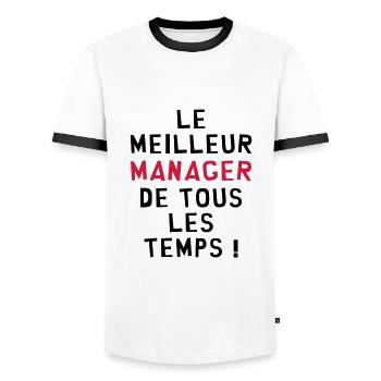 Le meilleur Manager de tous les temps ! - T-shirt contrasté Homme - blanc/noir - Devant - AI Model Female 172 light (172cm) & AI Model Male 178 dark (178cm)