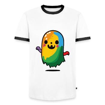Fantôme mignon / Halloween - T-shirt contrasté Homme - blanc/noir - Devant - AI Model Female 172 light (172cm) & AI Model Male 178 dark (178cm)