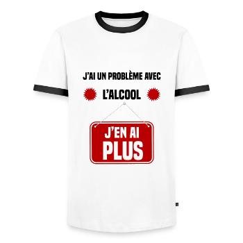 j'ai un problème avec l'alcool j'en ai plus cadeau - T-shirt contrasté Homme - blanc/noir - Devant - AI Model Female 172 light (172cm) & AI Model Male 178 dark (178cm)