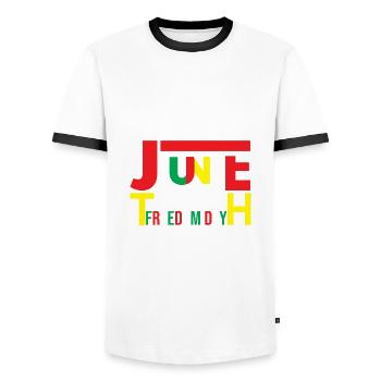 Juneteenth Black History Day Pride Gift - Men's Ringer Shirt - white/black - Front - AI Model Female 172 light (172cm) & AI Model Male 178 dark (178cm)