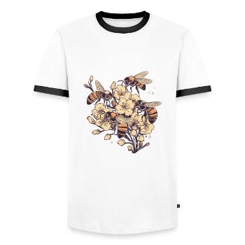 Bees, honey bees, flowers, beekeepers - Men's Ringer Shirt - white/black - Front - AI Model Female 172 light (172cm) & AI Model Male 178 dark (178cm)