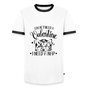 Welsh Corgi Saint-Valentin chiens chien Wilsigns - T-shirt contrasté Homme - blanc/noir - Devant - AI Model Female 172 light (172cm) & AI Model Male 178 dark (178cm)