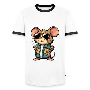 Maus Comic Urlaub - Männer Kontrast-T-Shirt - Weiß/Schwarz - Vorne - AI Model Female 172 light (172cm) & AI Model Male 178 dark (178cm)