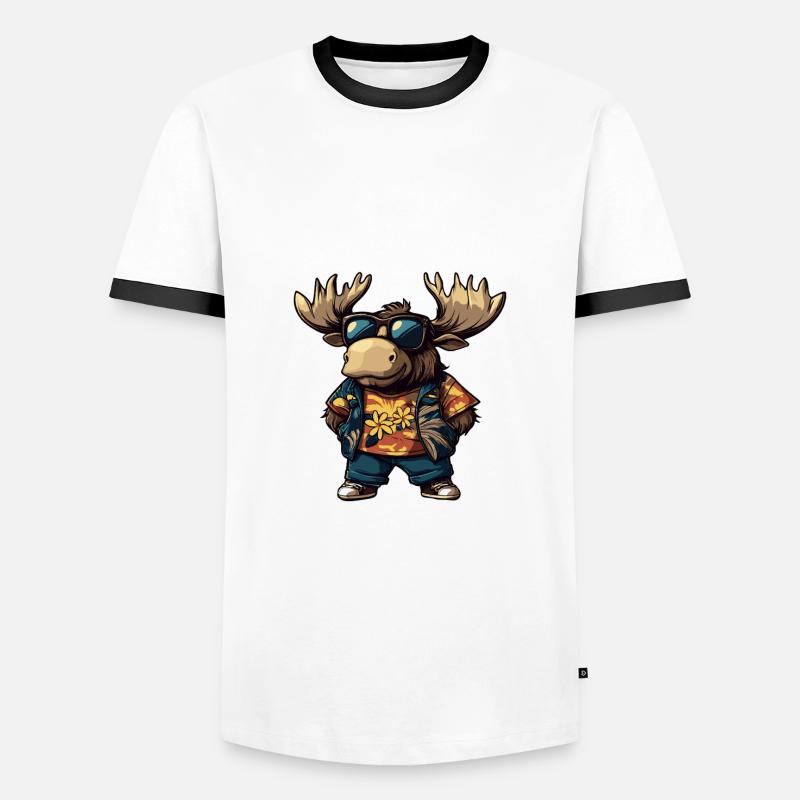 Moose Comic Holiday - Men's Ringer Shirt - white/black