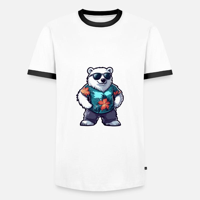 Polar Bear Comic Vacation - Men's Ringer Shirt - white/black