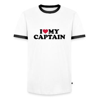 Captain - Men's Ringer Shirt - white/black - Front - AI Model Female 172 light (172cm) & AI Model Male 178 dark (178cm)