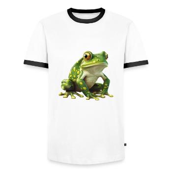 Green Frog - Natural Design - Men's Ringer Shirt - white/black - Front - AI Model Female 172 light (172cm) & AI Model Male 178 dark (178cm)