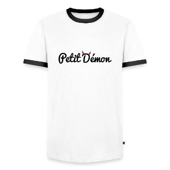 Petit Démon - T-shirt contrasté Homme - blanc/noir - Devant - AI Model Female 172 light (172cm) & AI Model Male 178 dark (178cm)