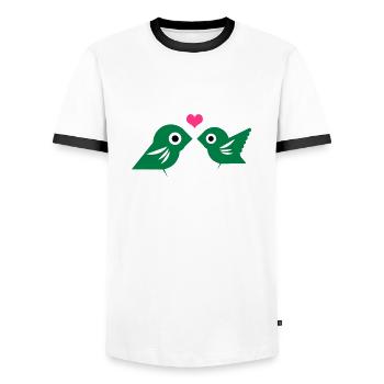 Lovebirds - Men's Ringer Shirt - white/black - Front - AI Model Female 172 light (172cm) & AI Model Male 178 dark (178cm)
