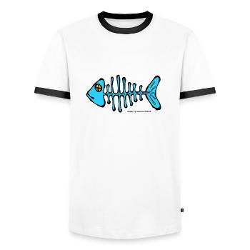 Fischgraete - Männer Kontrast-T-Shirt - Weiß/Schwarz - Vorne - AI Model Female 172 light (172cm) & AI Model Male 178 dark (178cm)