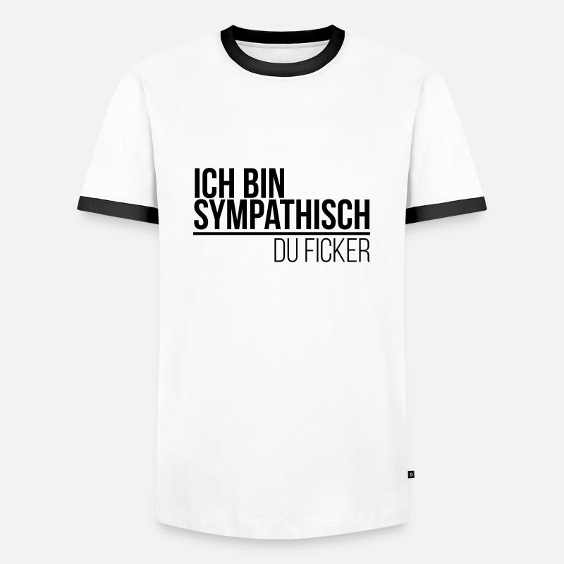 ich bin sympathisch du Ficker - Männer Kontrast-T-Shirt - Weiß/Schwarz