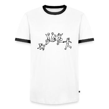 we go walkies dog dogs - Men's Ringer Shirt - white/black - Front - AI Model Female 172 light (172cm) & AI Model Male 178 dark (178cm)
