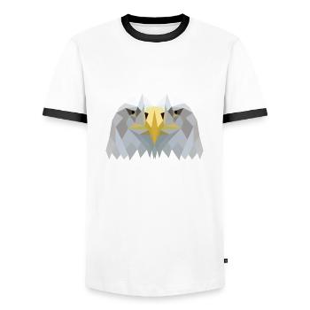 eagle head - Men's Ringer Shirt - white/black - Front - AI Model Female 172 light (172cm) & AI Model Male 178 dark (178cm)
