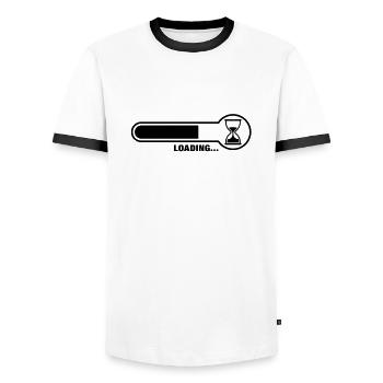 loading_f1 - Männer Kontrast-T-Shirt - Weiß/Schwarz - Vorne - AI Model Female 172 light (172cm) & AI Model Male 178 dark (178cm)